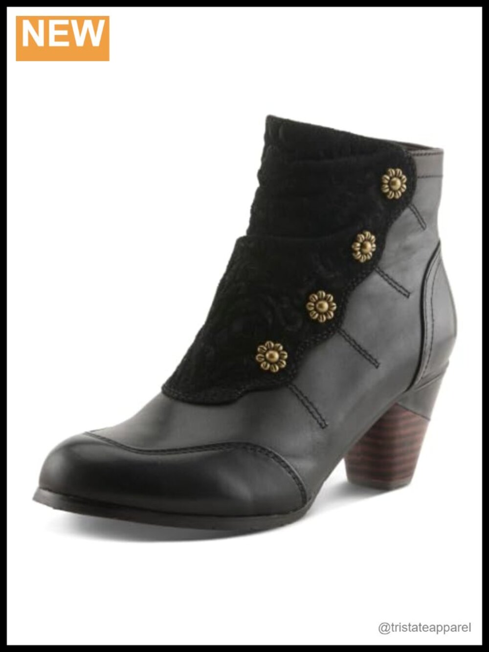 Women's Ankle Booties 2.5" Heel Embossed Suede Leather Zip Closure Vintage Style